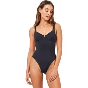 NEW L Space Kendal One Piece Open Back Swimsuit in Black